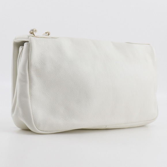 CHANEL White Lambskin Leather Logo Shoulder Bag - Picture 3 of 12